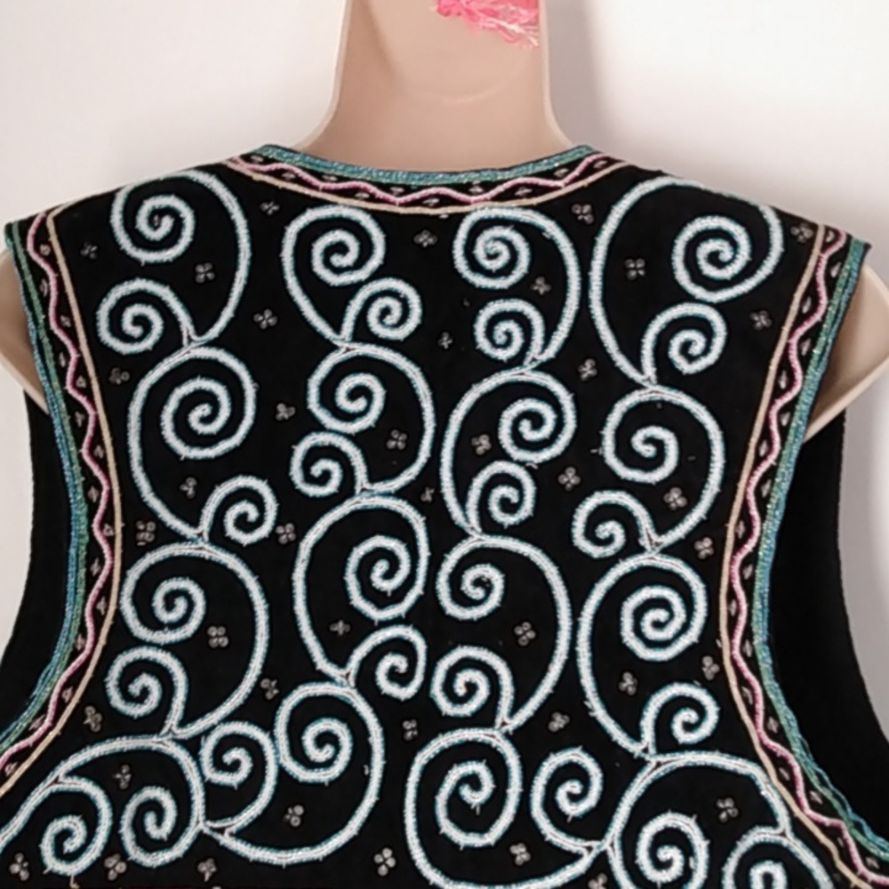 Beaded Boho Gypsy Festival Vest Rhenfaire Rhenfest - Picture 7 of 10